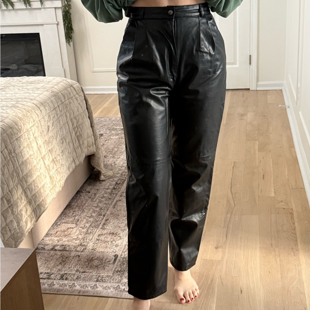 Vintage Black Eco Leather Pants